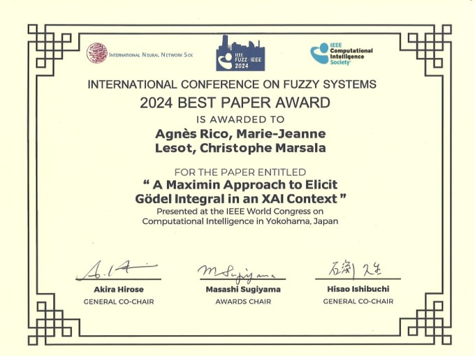 Best Paper Award reçu à l'IIEEE International Conference on Fuzzy Systems 2024