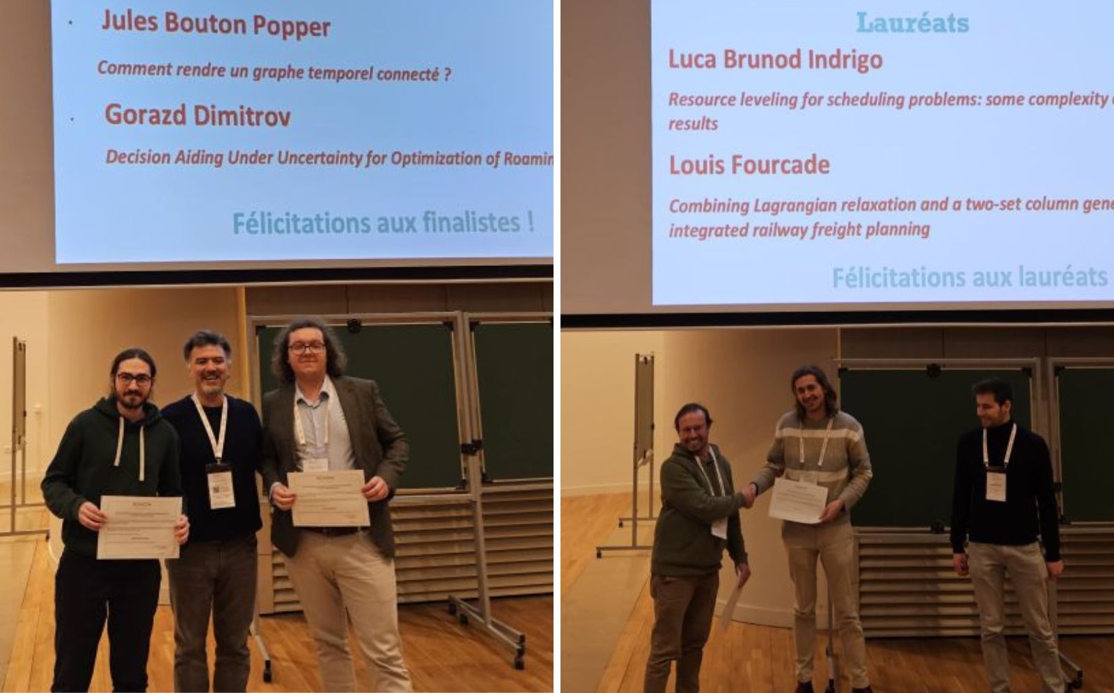 Trois récompenses pour nos doctorants de l'équipe RO