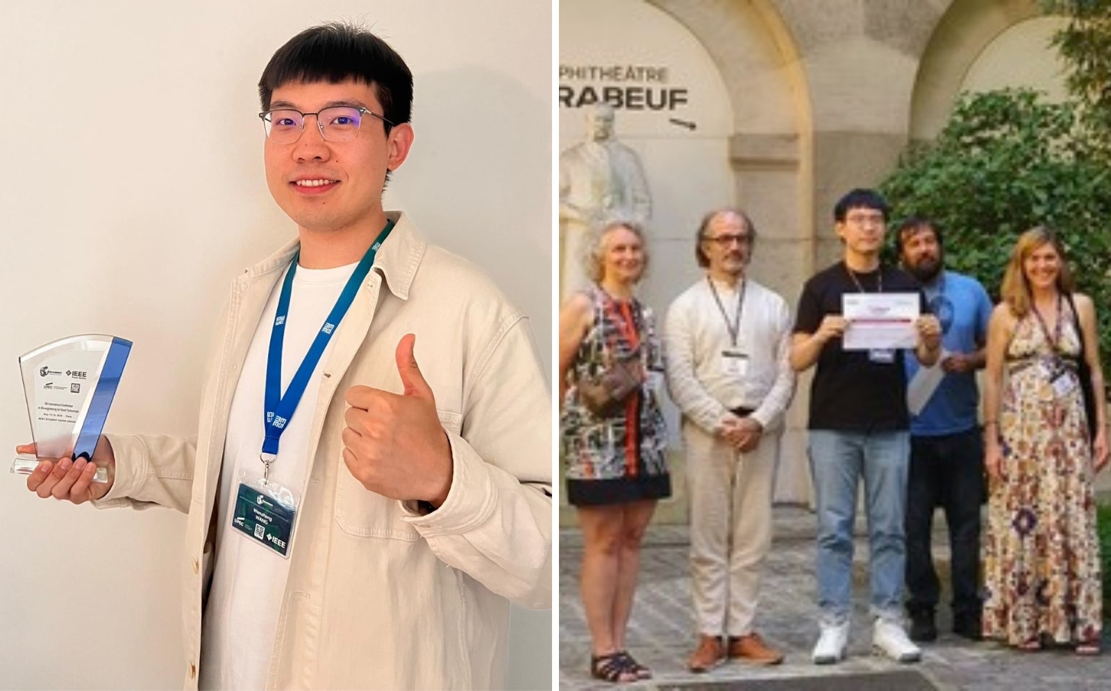 Deux prix du meilleur papier étudiant pour Wenzheng Wang