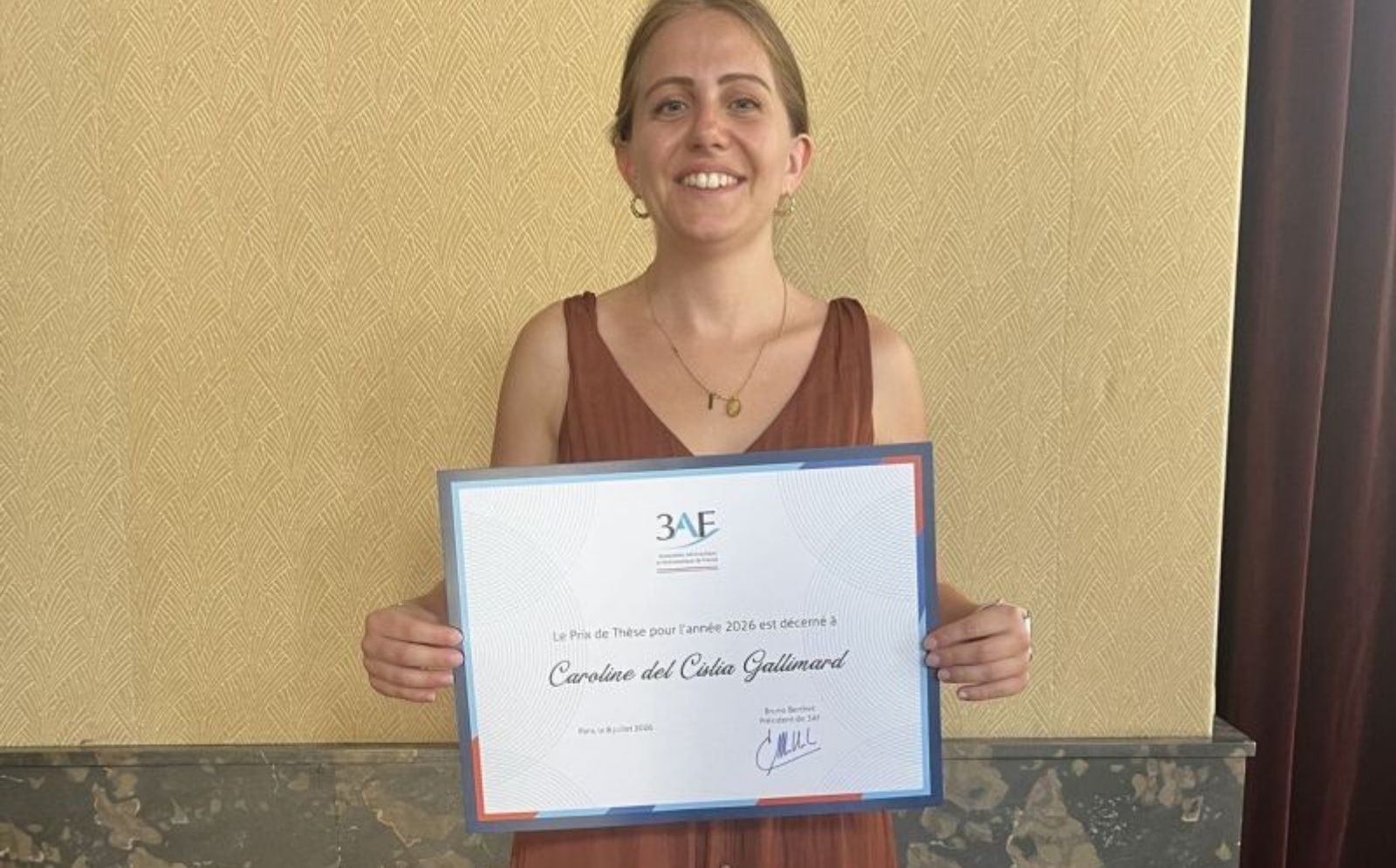 Caroline Del Cistia Gallimard reçoit le prix de thèse de la 3AF