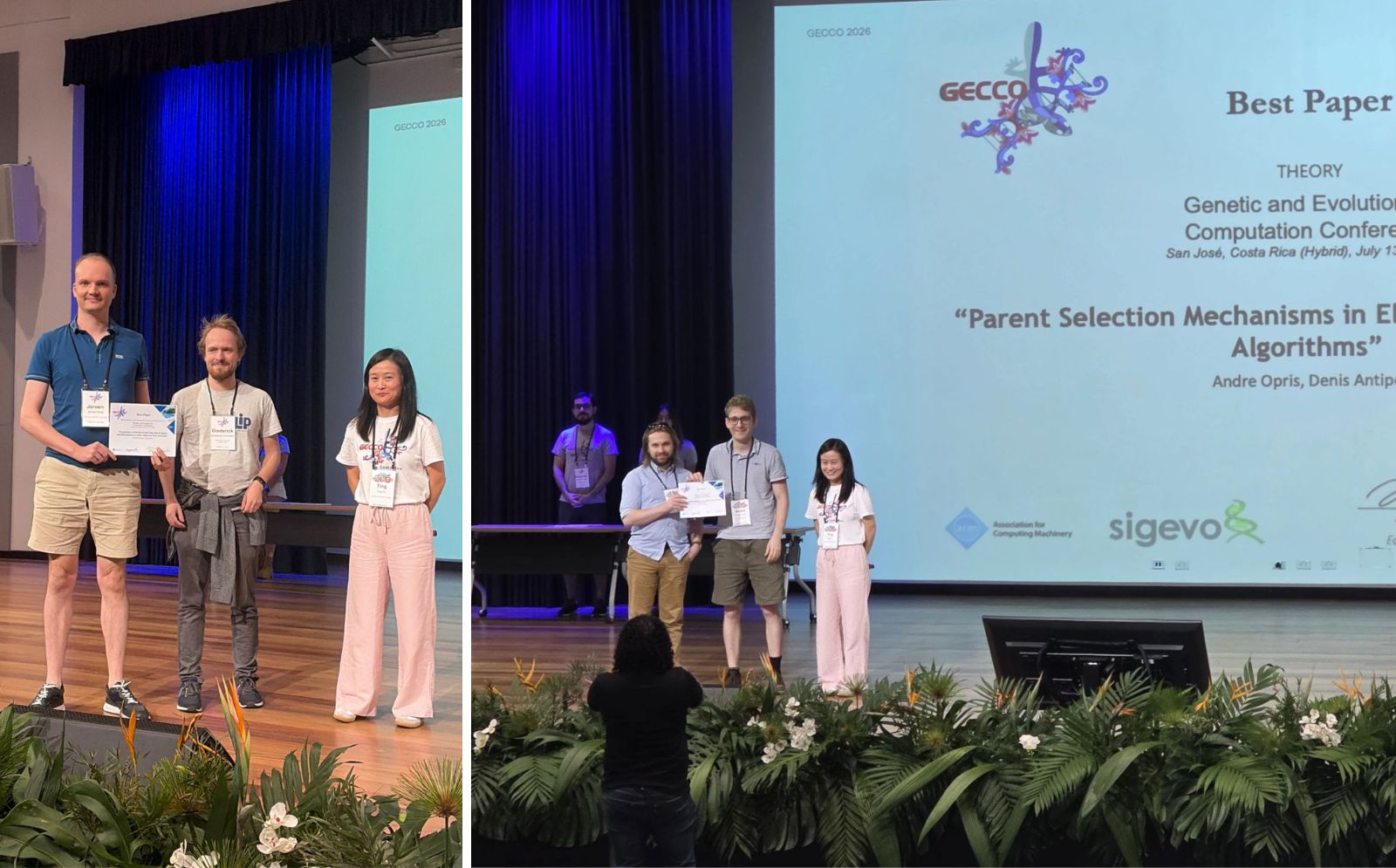 Diederick Vermetten et Denis Antipov reçoivent chacun un Best Paper Award à GECCO 2026
