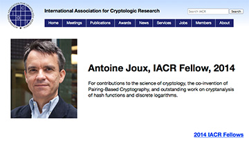 Antoine Joux, IACR Fellow, 2014